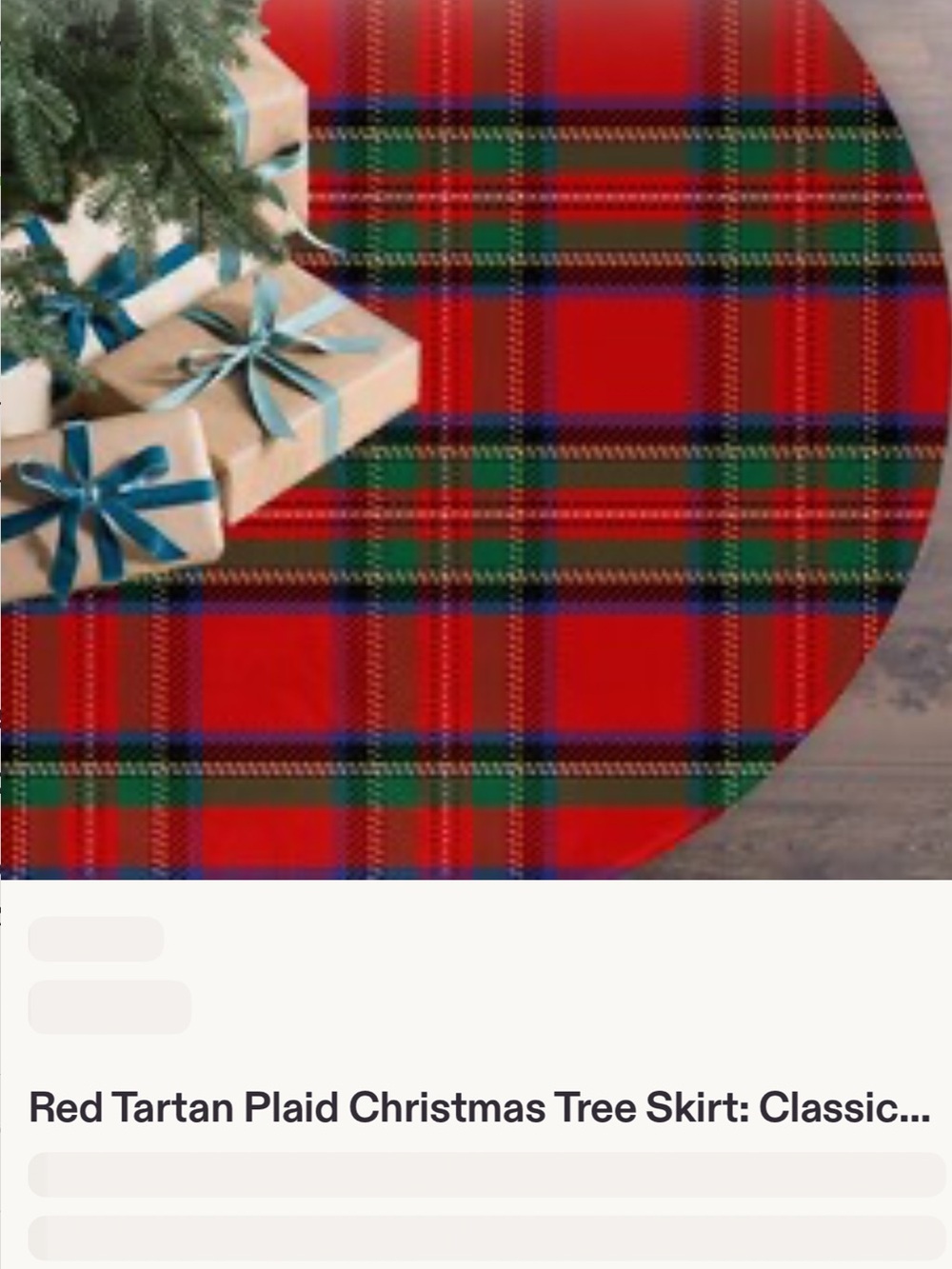 Red Tartan Plaid Printed Christmas Tree Skirt